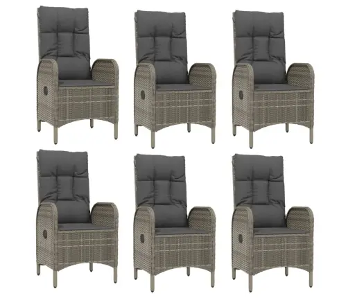 7-Daļīgs Dārza Mēbeļu Komplekts, Matrači, Pelēka Pe Rotangpalma Vidaxl