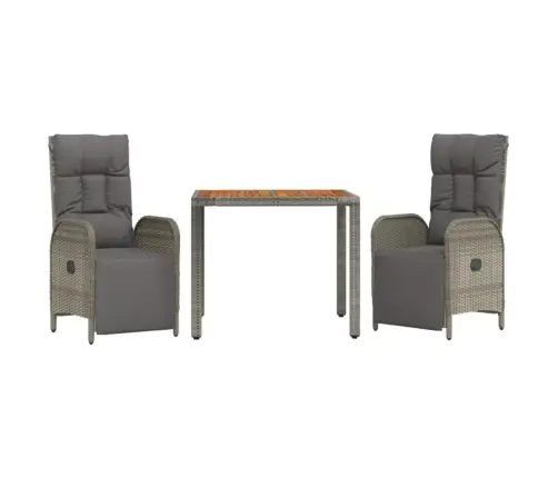 Sodo Komplektas Su Pagalvėlėmis, 3 Dalių, Pilkas, Poliratanas