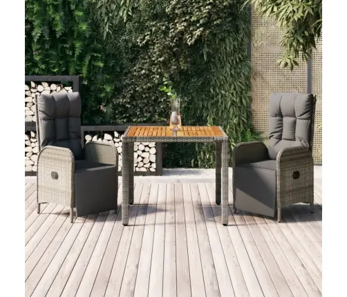 Sodo Komplektas Su Pagalvėlėmis, 3 Dalių, Pilkas, Poliratanas