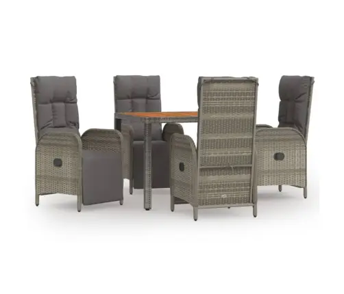 5-Daļīgs Dārza Mēbeļu Komplekts, Matrači, Pelēka Pe Rotangpalma Vidaxl