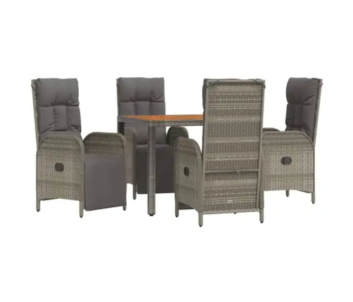 5-Daļīgs Dārza Mēbeļu Komplekts, Matrači, Pelēka Pe Rotangpalma Vidaxl