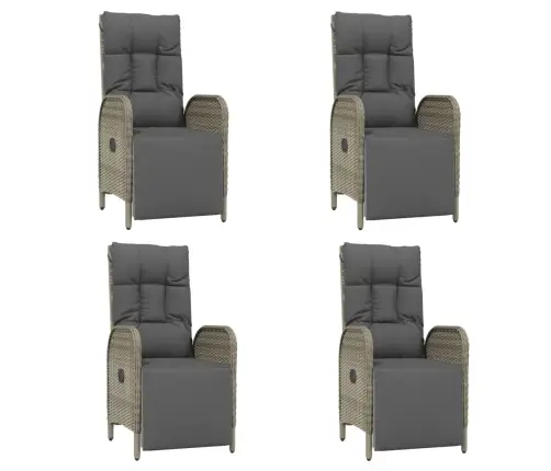 5-Daļīgs Dārza Mēbeļu Komplekts, Matrači, Pelēka Pe Rotangpalma Vidaxl