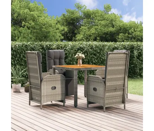 5-Daļīgs Dārza Mēbeļu Komplekts, Matrači, Pelēka Pe Rotangpalma Vidaxl