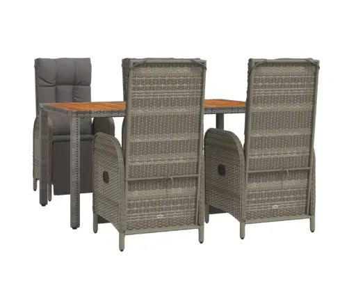 5-Daļīgs Dārza Mēbeļu Komplekts, Matrači, Pelēka Pe Rotangpalma Vidaxl