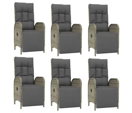 7-Daļīgs Dārza Mēbeļu Komplekts, Matrači, Pelēka Pe Rotangpalma Vidaxl