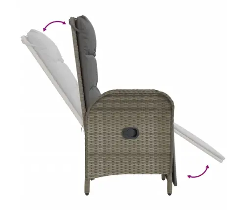 7-Daļīgs Dārza Mēbeļu Komplekts, Matrači, Pelēka Pe Rotangpalma Vidaxl