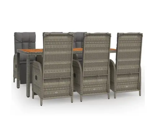 7-Osaline Aiamööbli Komplekt Patjadega, Hall, Polürotang