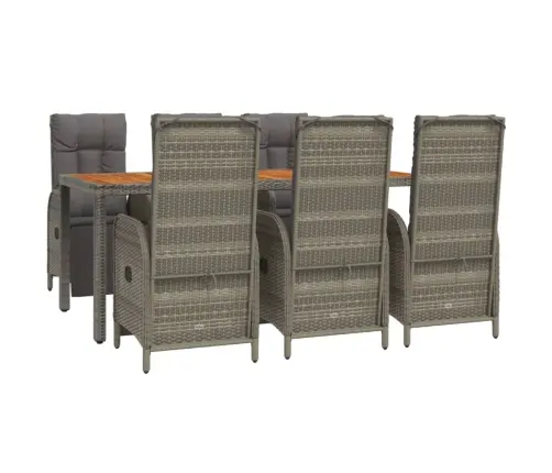 7-Osaline Aiamööbli Komplekt Patjadega, Hall, Polürotang