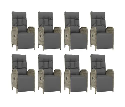 9-Daļīgs Dārza Mēbeļu Komplekts, Matrači, Pelēka Pe Rotangpalma Vidaxl