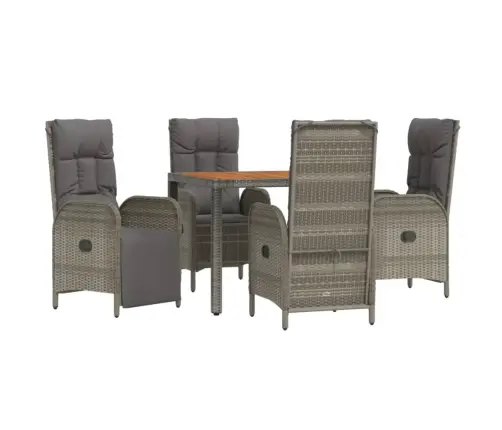 5-Daļīgs Dārza Mēbeļu Komplekts, Matrači, Pelēka Pe Rotangpalma Vidaxl