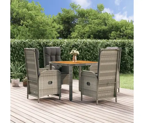 5-Daļīgs Dārza Mēbeļu Komplekts, Matrači, Pelēka Pe Rotangpalma Vidaxl