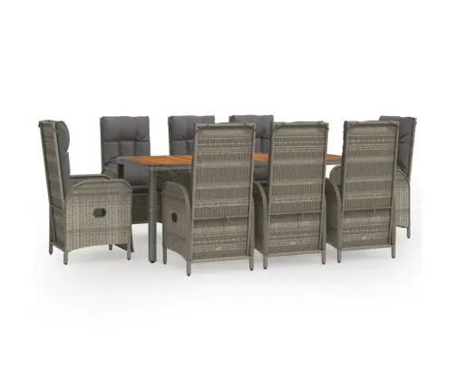 Sodo Komplektas Su Pagalvėlėmis, 9 Dalių, Pilkas, Poliratanas