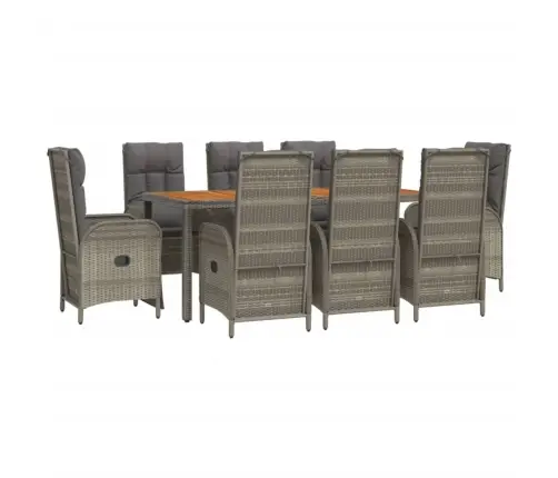 Sodo Komplektas Su Pagalvėlėmis, 9 Dalių, Pilkas, Poliratanas