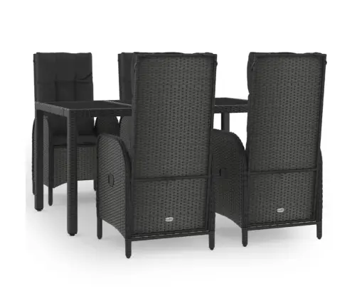 5-Osaline Aiamööbli Komplekt Patjadega, Must, Polürotang
