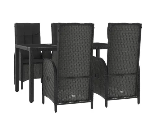 5-Osaline Aiamööbli Komplekt Patjadega, Must, Polürotang