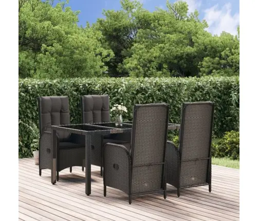 5-Osaline Aiamööbli Komplekt Patjadega, Must, Polürotang