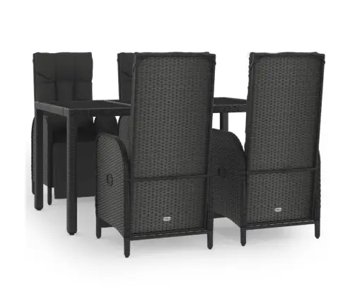 5-Daļīgs Dārza Mēbeļu Komplekts Ar Matračiem, Pe Pinums, Melns Vidaxl