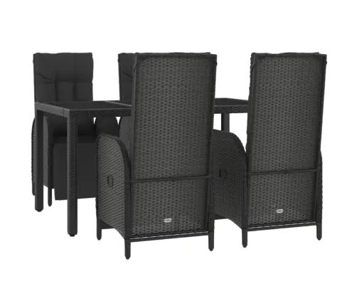 5-Daļīgs Dārza Mēbeļu Komplekts Ar Matračiem, Pe Pinums, Melns Vidaxl