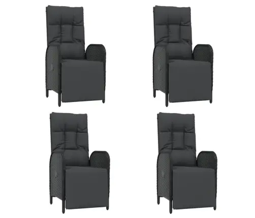 5-Daļīgs Dārza Mēbeļu Komplekts Ar Matračiem, Pe Pinums, Melns Vidaxl