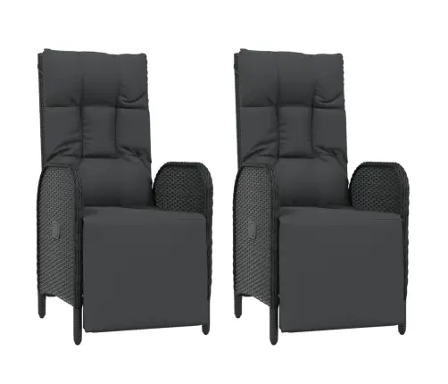 7-Osaline Aiamööblikomplekt Patjadega, Must, Polürotang