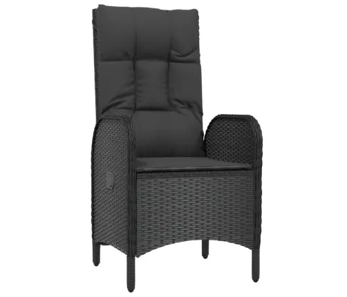 7-Osaline Aiamööblikomplekt Patjadega, Must, Polürotang