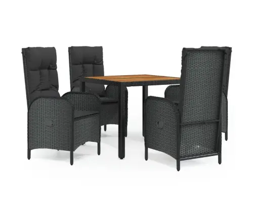 5-Osaline Aiamööbli Komplekt Patjadega, Must, Polürotang