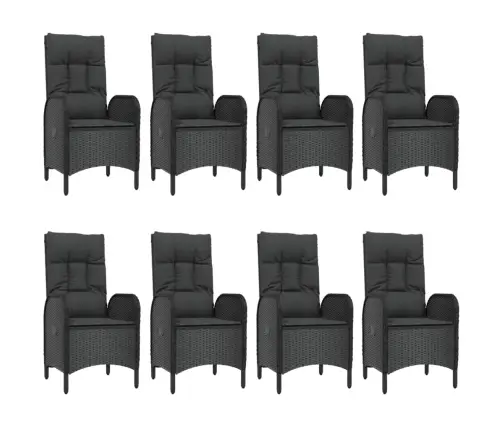 9-Osaline Aiamööbli Komplekt Patjadega, Must, Polürotang