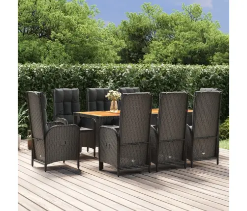 9-Osaline Aiamööbli Komplekt Patjadega, Must, Polürotang