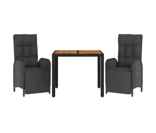 Sodo Komplektas Su Pagalvėlėmis, 3 Dalių, Juodas, Poliratanas