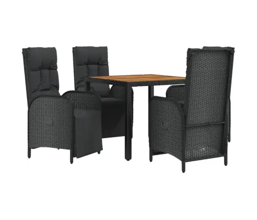 Sodo Komplektas Su Pagalvėlėmis, 5 Dalių, Juodas, Poliratanas