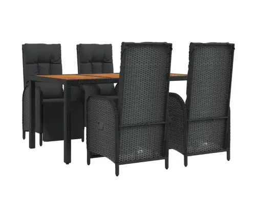 5-Daļīgs Dārza Mēbeļu Komplekts Ar Matračiem, Pe Pinums, Melns Vidaxl