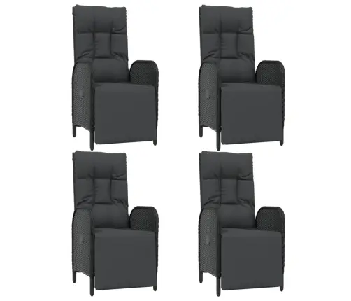 5-Daļīgs Dārza Mēbeļu Komplekts Ar Matračiem, Pe Pinums, Melns Vidaxl