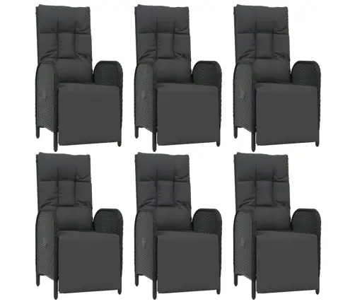 7-Daļīgs Dārza Mēbeļu Komplekts Ar Matračiem, Pe Pinums, Melns Vidaxl