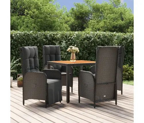 5-Osaline Aiamööbli Komplekt Patjadega, Must, Polürotang