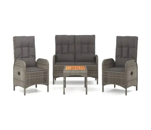 4-Daļīgs Dārza Virtuves Mēbeļu Komplekts, Pelēka Pe Rotangpalma Vidaxl