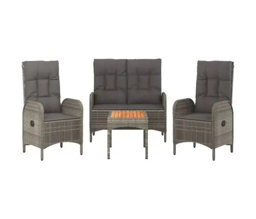 4-Daļīgs Dārza Virtuves Mēbeļu Komplekts, Pelēka Pe Rotangpalma Vidaxl