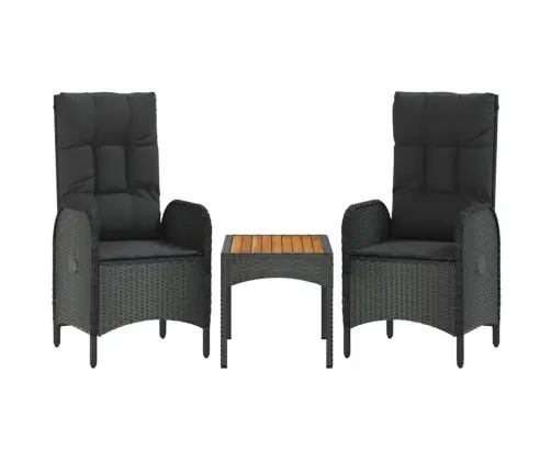 Sodo Komplektas Su Pagalvėlėmis, 4 Dalių, Juodas, Poliratanas