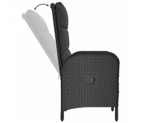 Sodo Komplektas Su Pagalvėlėmis, 4 Dalių, Juodas, Poliratanas