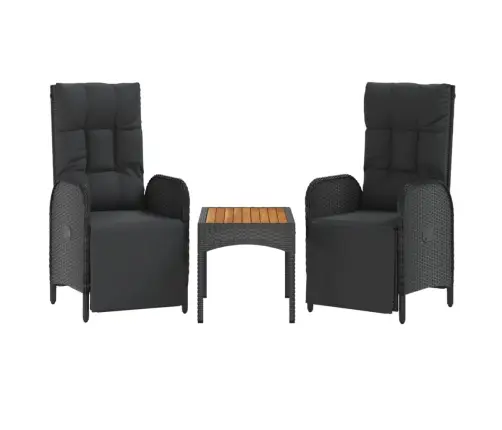 4-Daļīgs Dārza Virtuves Mēbeļu Komplekts, Melna Pe Rotangpalma Vidaxl