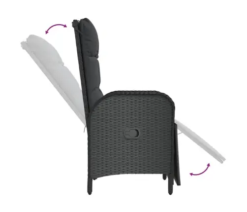 4-Daļīgs Dārza Virtuves Mēbeļu Komplekts, Melna Pe Rotangpalma Vidaxl