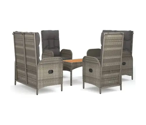 5-Daļīgs Dārza Mēbeļu Komplekts, Matrači, Pelēka Pe Rotangpalma Vidaxl