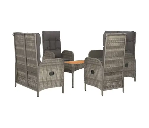 5-Daļīgs Dārza Mēbeļu Komplekts, Matrači, Pelēka Pe Rotangpalma Vidaxl