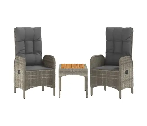 5-Daļīgs Dārza Mēbeļu Komplekts, Matrači, Pelēka Pe Rotangpalma Vidaxl