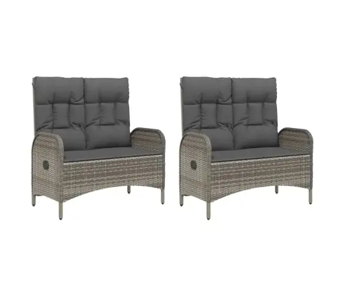 5-Daļīgs Dārza Mēbeļu Komplekts, Matrači, Pelēka Pe Rotangpalma Vidaxl