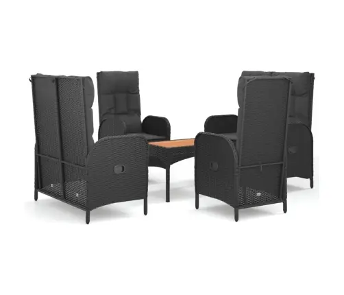 Sodo Komplektas Su Pagalvėlėmis, 5 Dalių, Juodas, Poliratanas