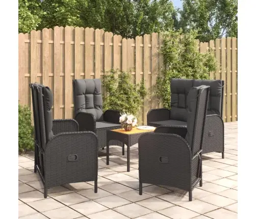 Sodo Komplektas Su Pagalvėlėmis, 5 Dalių, Juodas, Poliratanas