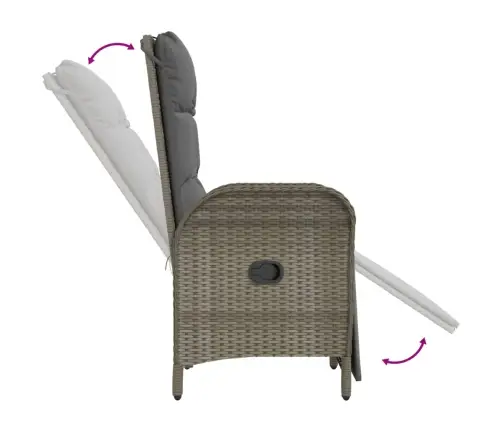 5-Osaline Aiamööbli Komplekt Patjadega, Hall, Polürotang