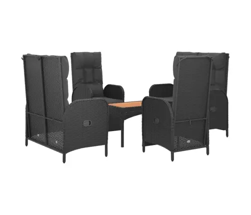 5-Daļīgs Dārza Mēbeļu Komplekts Ar Matračiem, Pe Pinums, Melns Vidaxl