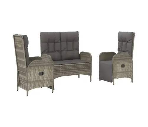 Sodo Komplektas Su Pagalvėlėmis, 3 Dalių, Pilkas, Poliratanas