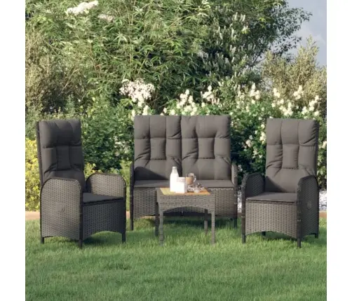 3-Daļīgs Dārza Virtuves Mēbeļu Komplekts, Melna Pe Rotangpalma Vidaxl